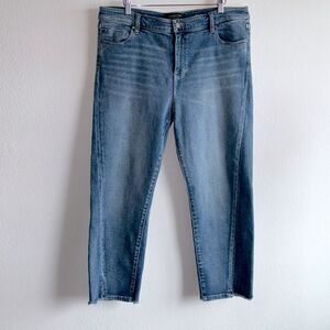Liverpool The Crop Straight High Rise Front Seam Raw Hem Jeans Sz 14/32